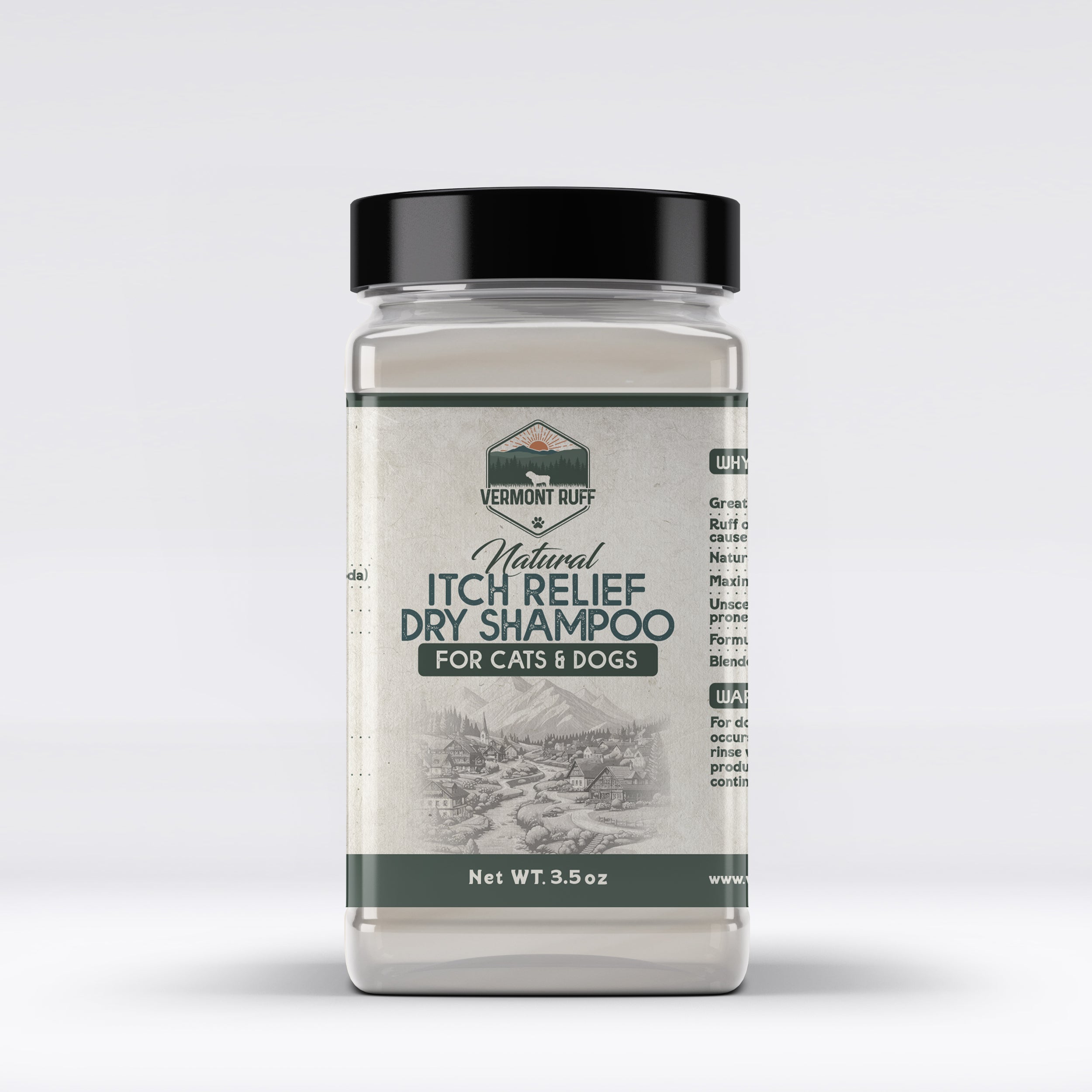 Anti-Itch Dry Powder for Dogs & Cats – Instant Relief for Itchy, Allergy-Prone Skin – Unscented, No Rinse, Deodorizing Formula