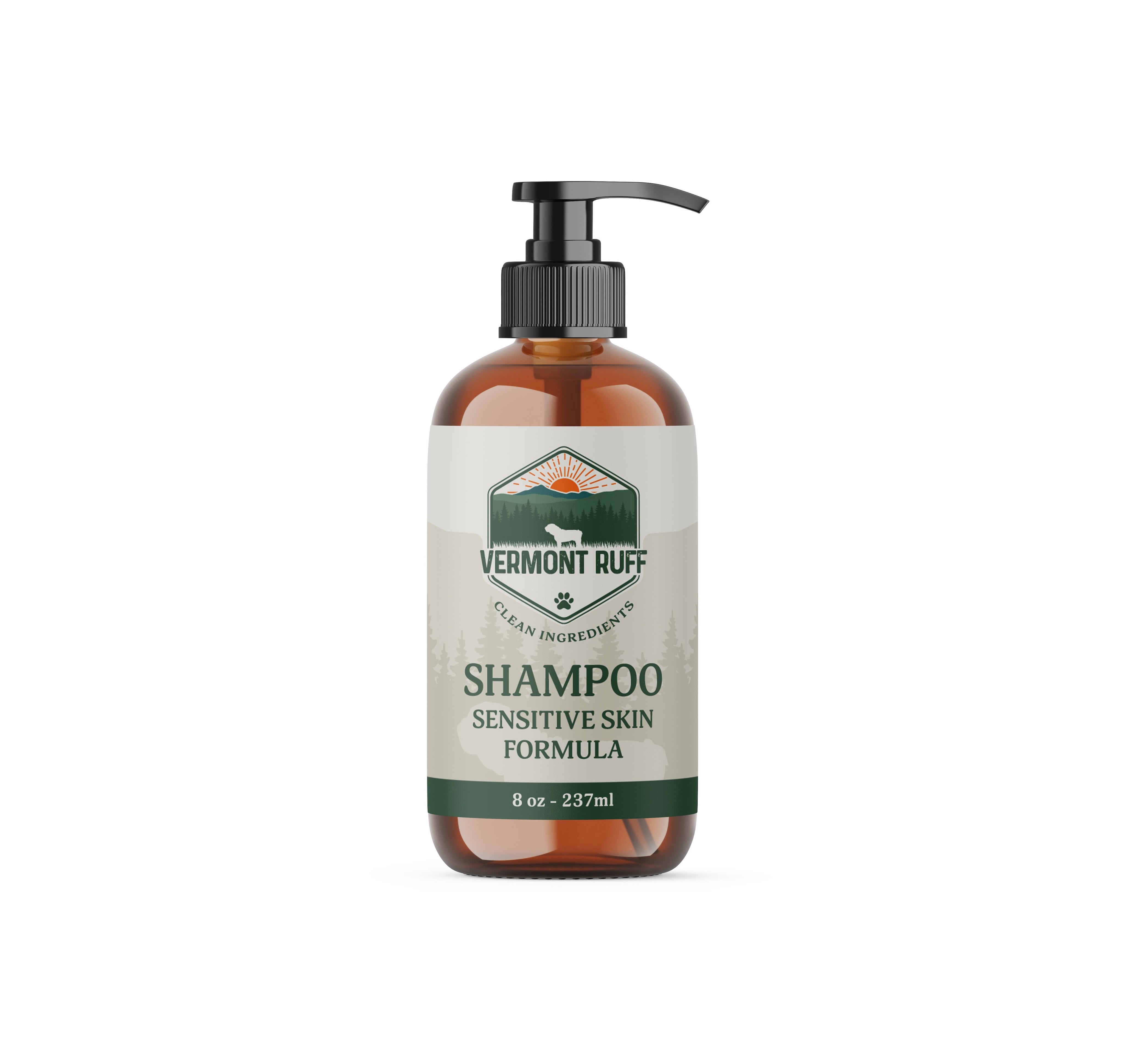 Vermont Ruff Sensitive Skin Dog Shampoo – Natural Castile Formula with Aloe, Jojoba & Vitamin E – Gentle for All Breeds, Unscented, 8 oz