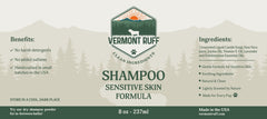 Vermont Ruff Sensitive Skin Dog Shampoo – Natural Castile Formula with Aloe, Jojoba & Vitamin E – Gentle for All Breeds, 8 oz