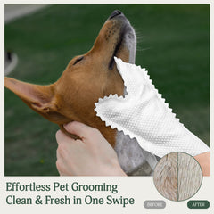 Grooming  Wipe Mitts – Large Cleaning Wipes for Dogs & Cats – Unscented, Gentle on Skin – Cleans Paws, Coat & Face 18ct